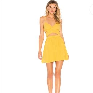 Sharon Pleated Chiffon Dress in Yellow